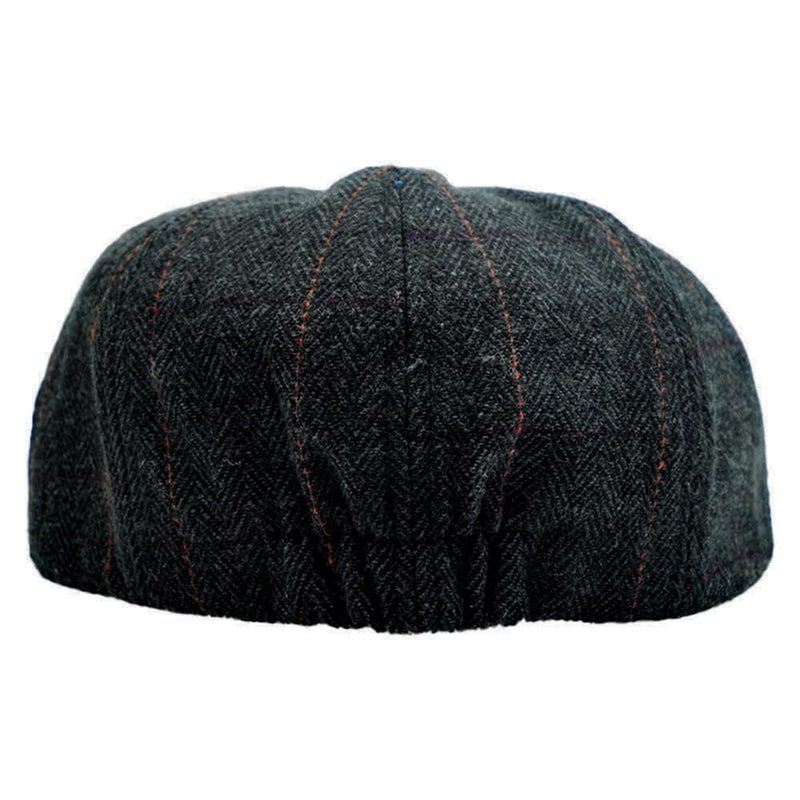 Charmylo Newsboy Cap Gatsby Baker Boy Hat Flat Caps Tweed Adjustable Peaky Herringbone Cloth Cap Hat Black - Image 2